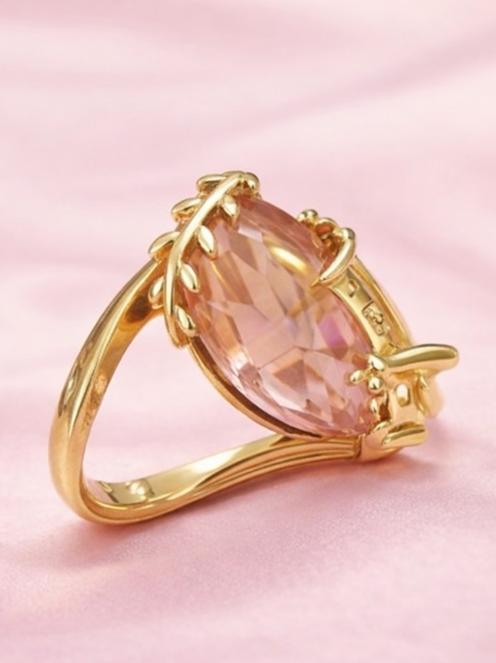Gold Dragonfly Ring with Pink Marquise Crystal CHUNKY & Bold - Picture 6 of 9